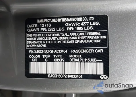 2017 Infiniti Qx30 from USA, damaged, VIN SJKCH5CP2HA033404